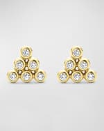 Image 4 of 4: LAGOS 18K Gold and Diamond Triangle Stud Earrings