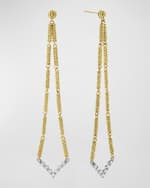 Image 1 of 4: LAGOS 18K Gold Superfine Caviar Beading and Diamond Chevron-Shape Drop Earrings