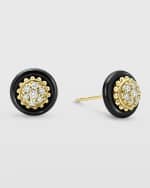 Image 1 of 5: LAGOS 18K Gold and Black Caviar Diamond 9mm Stud Earrings