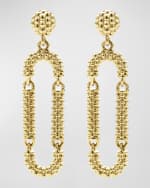 Image 4 of 4: LAGOS 18K Gold Superfine Caviar Beaded Oval Drop Earrings