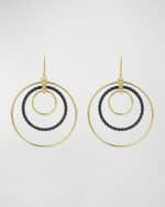 Image 2 of 3: LAGOS 18k 3-Circle Chandelier Earrings w/ Black Ceramic, 80mm