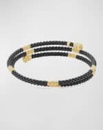 Image 3 of 5: LAGOS Black Caviar & 18K Gold Medium Striped Coil Bracelet