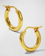 Image 4 of 4: Elizabeth Locke 19K Gold Big Baby Hammered Hoop Earrings, 0.5"L