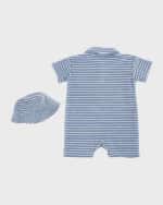 Image 2 of 3: Miniclasix Boy's Cotton-Blend Romper and Hat Set, Size 3M-18M