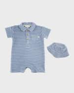Image 1 of 3: Miniclasix Boy's Cotton-Blend Romper and Hat Set, Size 3M-18M