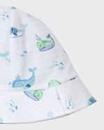 Image 5 of 5: Kissy Kissy Boy's Watercolor Whales Sleeveless Playsuit and Sunhat Set, Size 3M-24M