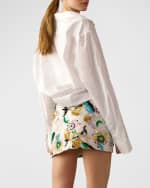 Image 2 of 3: Cynthia Rowley Embroidered Sequin Satin Mini Skirt