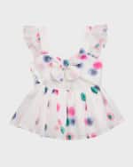 Image 2 of 3: Chloe Girl's Fusion Dot Bow-Detail Blouse, Size 4-5