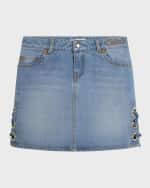 Image 1 of 3: Chloe Girl's Denim Skirt with Grommets, Size 6-12