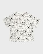 Image 4 of 4: Fendi Kid's FF Bear-Print Short-Sleeve T-Shirt, Size 8-14