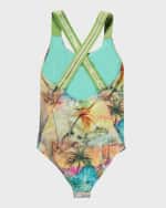 Image 4 of 4: Molo Girl's Neve One-Piece Swimsuit, Size 3-6