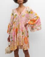 Image 5 of 6: Camilla Silk A-Line Ruffle-Sleeve Mini Dress