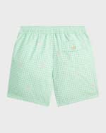Image 4 of 4: Ralph Lauren Childrenswear Boy's Traveler Gingham Swim Trunks, Size S-XL