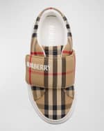 Image 5 of 10: Burberry Kid's James Check-Print Sneakers, Toddlers/Kids