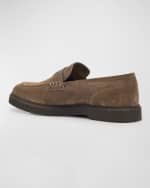 Image 3 of 6: Brunello Cucinelli Suede Monili Penny Loafers
