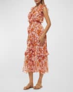 Image 3 of 4: MISA Los Angeles Kidada Sleeveless Ruffled V-Neck Midi Dress