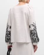 Image 4 of 7: DOROTHEE SCHUMACHER Exquisite Luxury Embroidered Linen Blouse