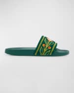 Image 1 of 6: CASABLANCA Men's Embroidered Cotton Slide Sandals