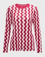 Image 1 of 7: ZANKOV Gigi Intarsia-Knit Crewneck Pullover