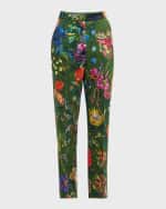 Image 1 of 5: Lela Rose Demi Floral-Print Straight-Leg Ankle Pants