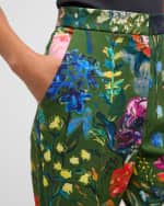 Image 5 of 5: Lela Rose Demi Floral-Print Straight-Leg Ankle Pants