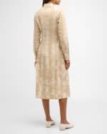 Image 4 of 6: Lela Rose Striped Floral-Print Long-Sleeve Midi Shirtdress