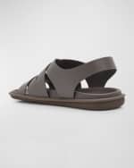 Image 3 of 6: Giorgio Armani Men's Leather Crisscross Sandals