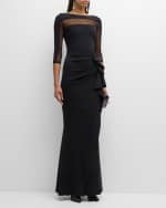 Image 5 of 6: Chiara Boni La Petite Robe Draped Illusion Mermaid Gown