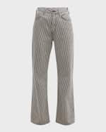 Image 2 of 6: Nili Lotan Mitchel Mid-Rise Striped Straight-Leg Ankle Jeans