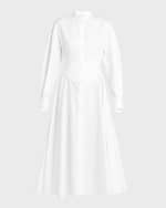 Image 1 of 5: Alexander McQueen Poplin Midi Shirtdress with Corset Detail