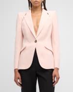 Image 2 of 7: Alexander McQueen Leaf Crepe Blazer Jacket with Shoulder Slash Detail