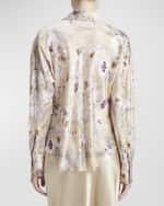 Image 2 of 3: Vince Wild Flower Long-Sleeve Bias Silk Blouse