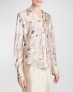Image 1 of 3: Vince Wild Flower Long-Sleeve Bias Silk Blouse