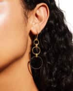 Image 2 of 5: LAGOS 18k Gold Caviar Drop Earrings w/ Black Ceramic