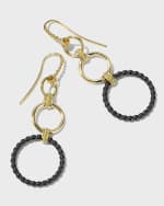 Image 4 of 5: LAGOS 18k Gold Caviar Drop Earrings w/ Black Ceramic