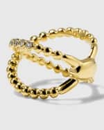 Image 4 of 5: LAGOS 18k Caviar Gold Diamond X Ring, Size 7