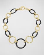 Image 4 of 4: LAGOS 18k Gold Caviar Link Bracelet w/ Black Ceramic, Size 7"