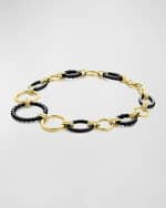 Image 1 of 4: LAGOS 18k Gold Caviar Link Bracelet w/ Black Ceramic, Size 7"