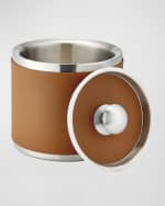 Image 3 of 3: Graphic Image Leather Ice Bucket with Tongs