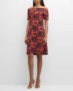 Image 2 of 6: Chiara Boni La Petite Robe Abstract-Print Off-Shoulder Midi Dress
