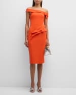 Image 2 of 6: Chiara Boni La Petite Robe Off-Shoulder Bodycon Ruffle Midi Dress