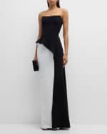 Image 2 of 6: Chiara Boni La Petite Robe Strapless Two-Tone Column Gown