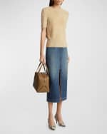 Image 5 of 6: Khaite Ruly Zip-Front Midi Denim Skirt