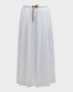 Image 1 of 6: Brunello Cucinelli Cotton Gauze Fluid Maxi Skirt with Rope Belt
