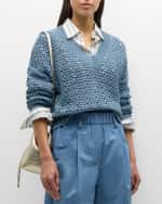 Image 2 of 6: Brunello Cucinelli Cotton Open-Work Knit Sweater