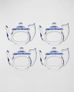 Image 2 of 5: Spode Blue Italian Teapot Napkin Rings, Set of 4