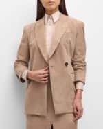 Image 3 of 6: Brunello Cucinelli Suede Asymmetric Single-Breasted Jacket