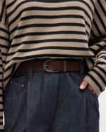 Image 2 of 2: Brunello Cucinelli Monili-Loop Textured Pebble Leather Belt