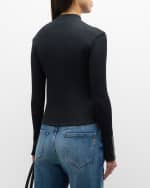 Image 3 of 5: Brunello Cucinelli Monili-Cuff Mock-Neck Cotton Rib Knit Top