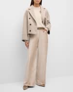 Image 5 of 6: Brunello Cucinelli Sleek Velvet Wide-Leg Trousers